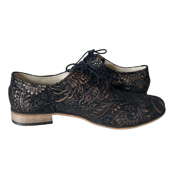 Zapato Oxfords Black Gold Size Women’s 39 - Picture 5 of 11